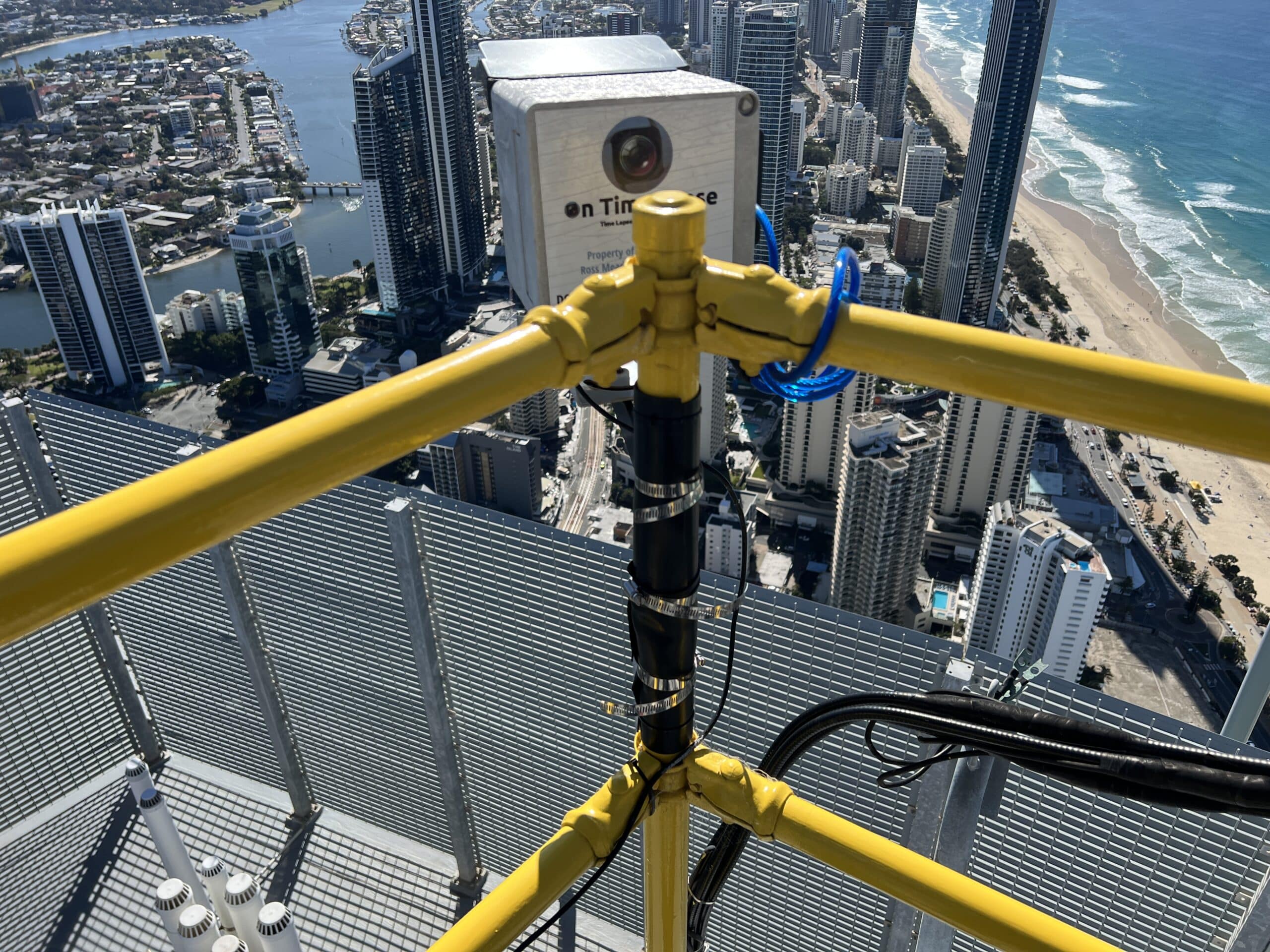 On Time Lapse Landing 4 time lapse camera installed to hand rail mount